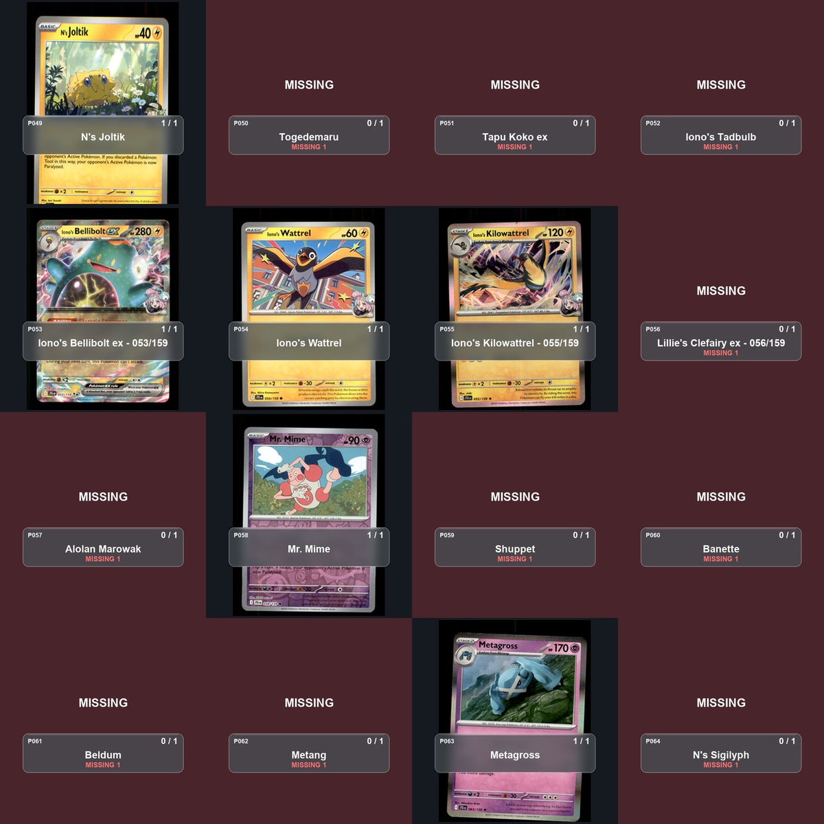 Pokemon TCG SV09: Journey Together Partial Master Set Lot 167 Cards Master Set