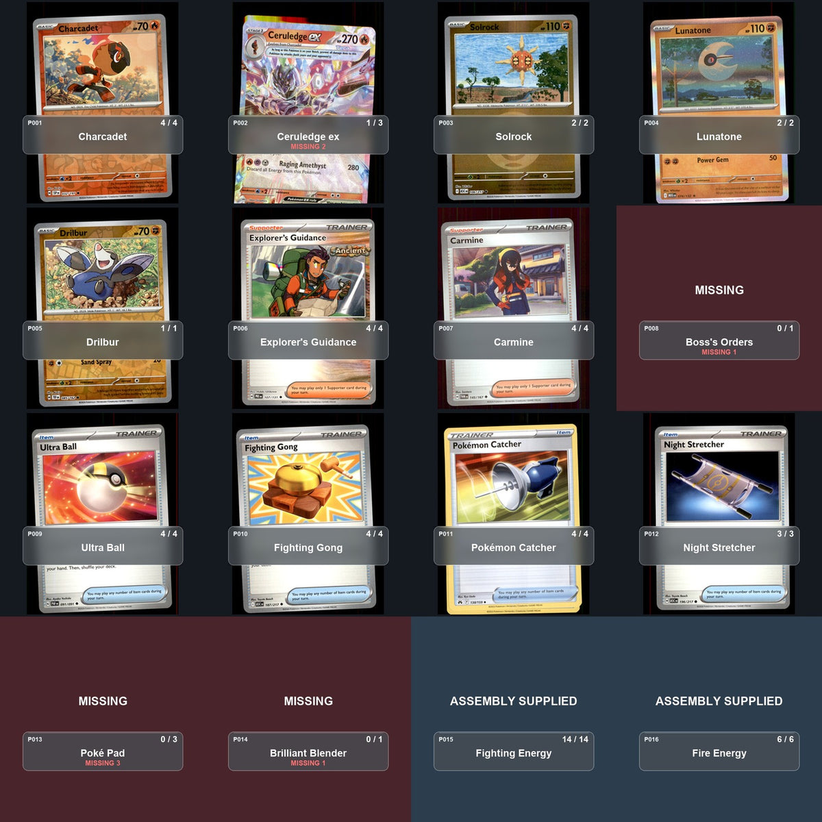 Partial Pokemon TCG Regional Louisville, KY Ceruledge Decklist 53 Cards Deck