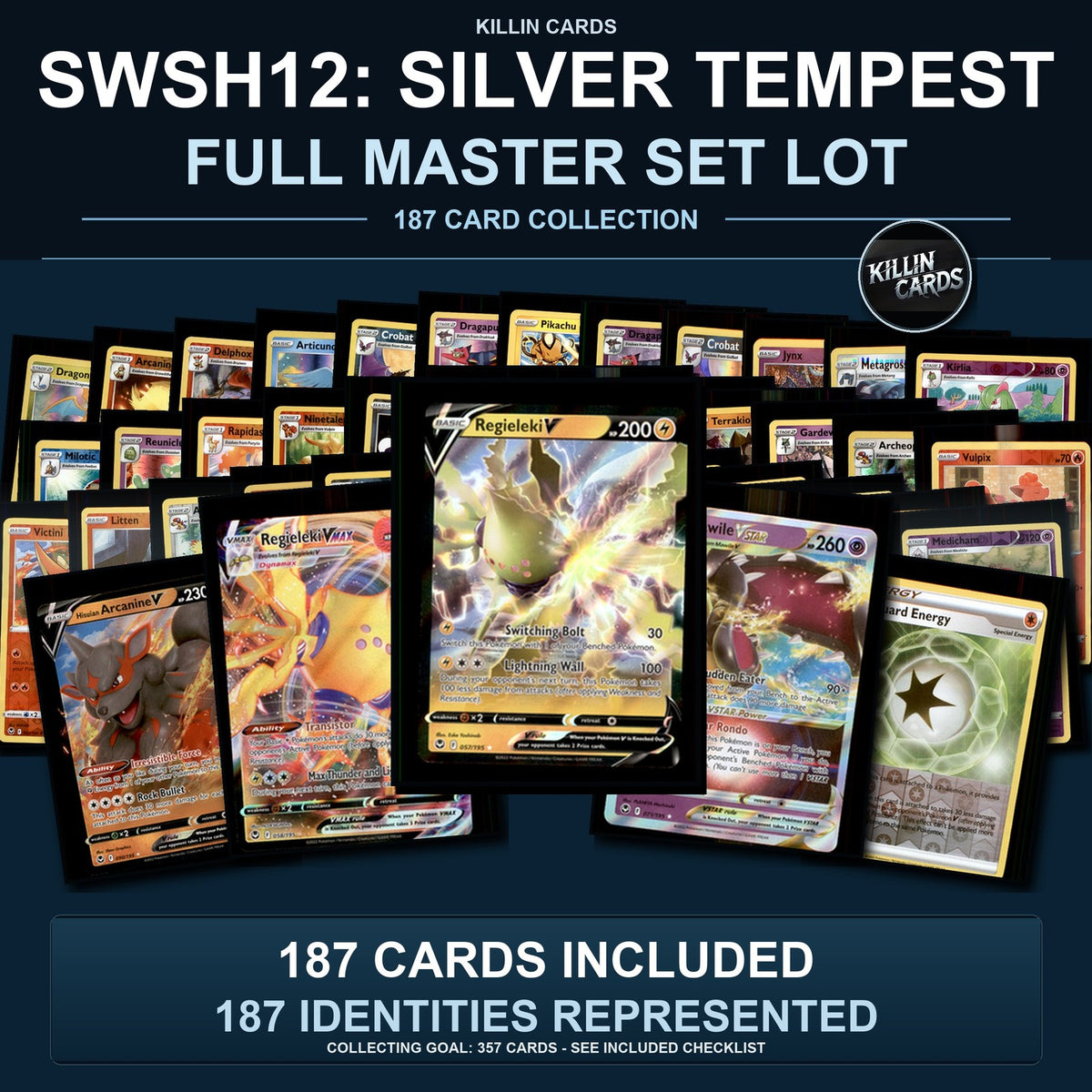 Pokemon TCG SWSH12: Silver Tempest Partial Master Set Lot 187 Cards Master Set