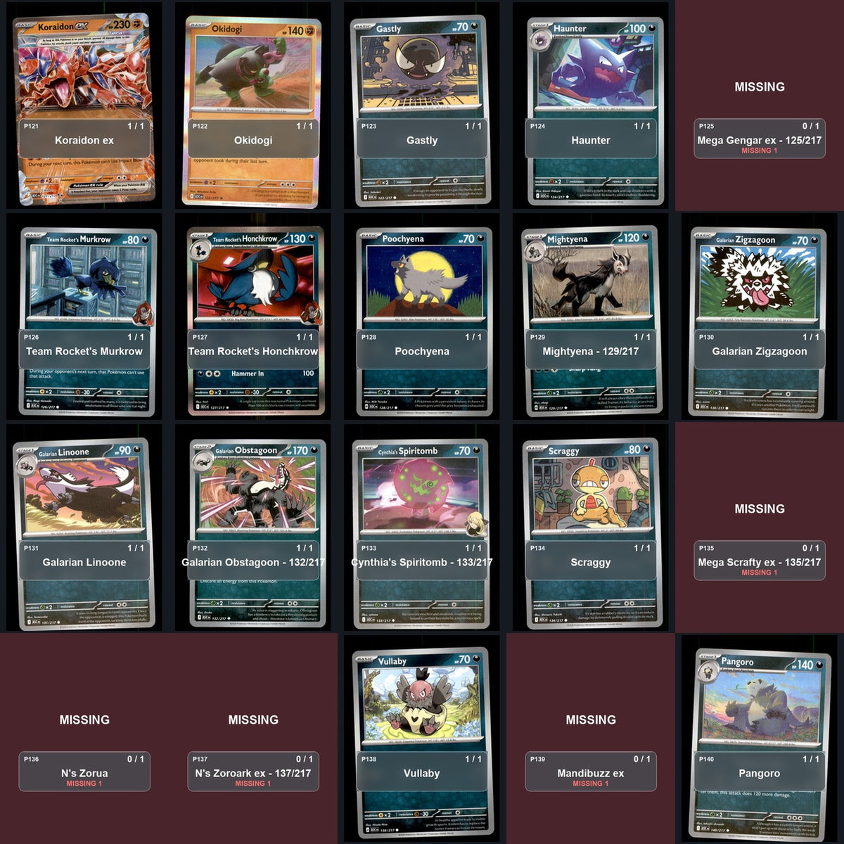 Pokemon TCG ME: Ascended Heroes Partial Master Set Lot 306 Cards Master Set