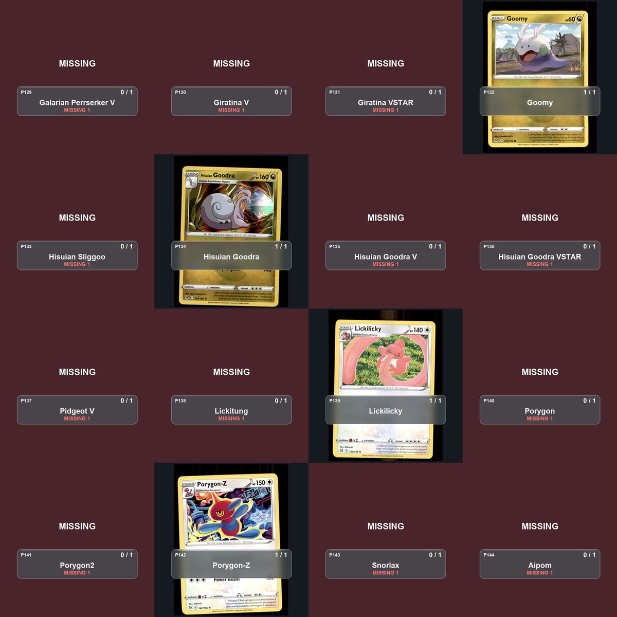 Pokemon TCG SWSH11: Lost Origin Partial Master Set Lot 189 Cards Master Set