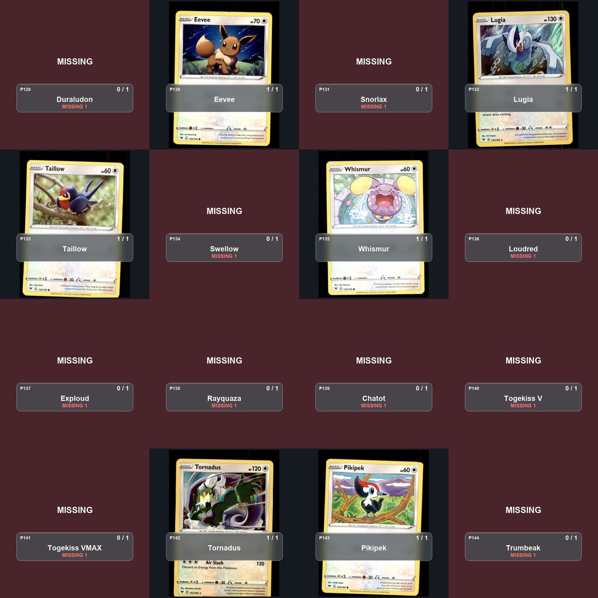 Pokemon TCG SWSH04: Vivid Voltage Partial Master Set Lot 175 Cards Master Set