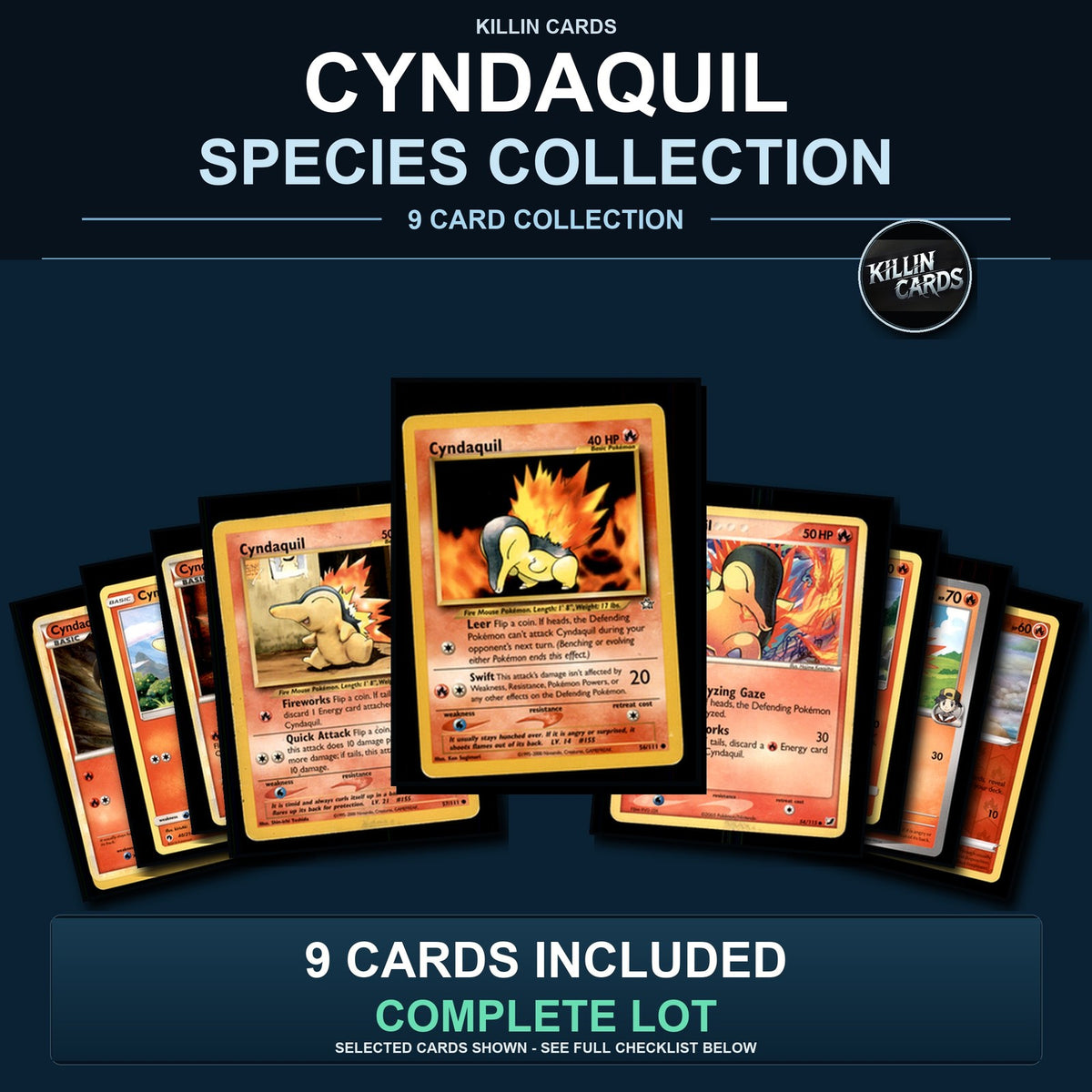 Pokemon TCG Cyndaquil Species Collection 9 Different Cards