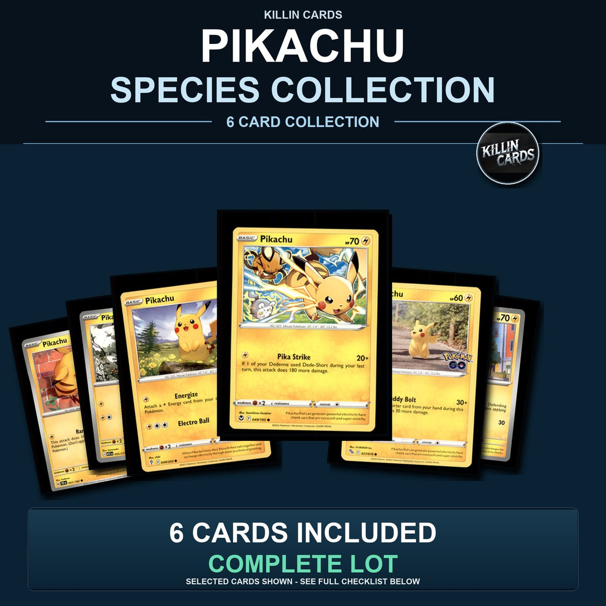 Pokemon TCG Pikachu Species Collection 6 Different Cards