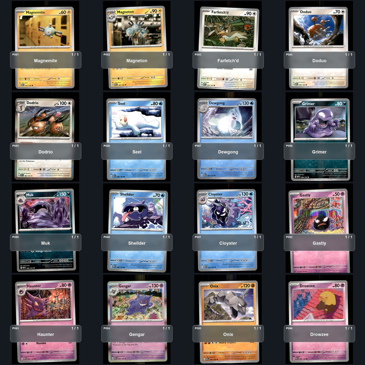 Pokemon TCG SV: Scarlet & Violet 151 Partial Master Set Lot 257 Cards Master Set