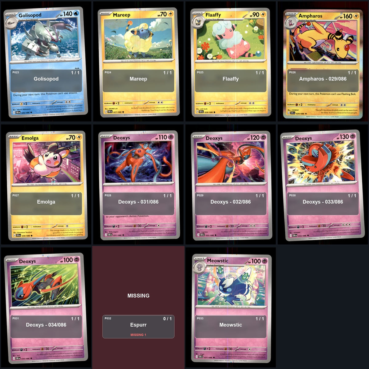 Pokemon TCG ME04: Chaos Rising C/UC/R Standard Set 68 Cards