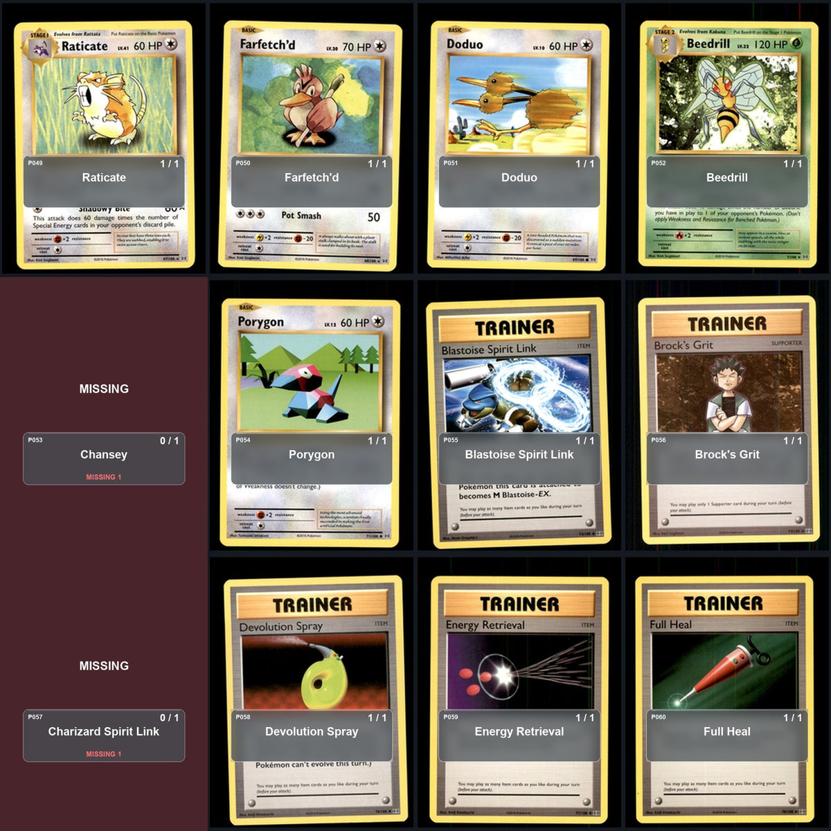 Pokemon TCG XY - Evolutions C/UC/R Standard Set 60 Cards