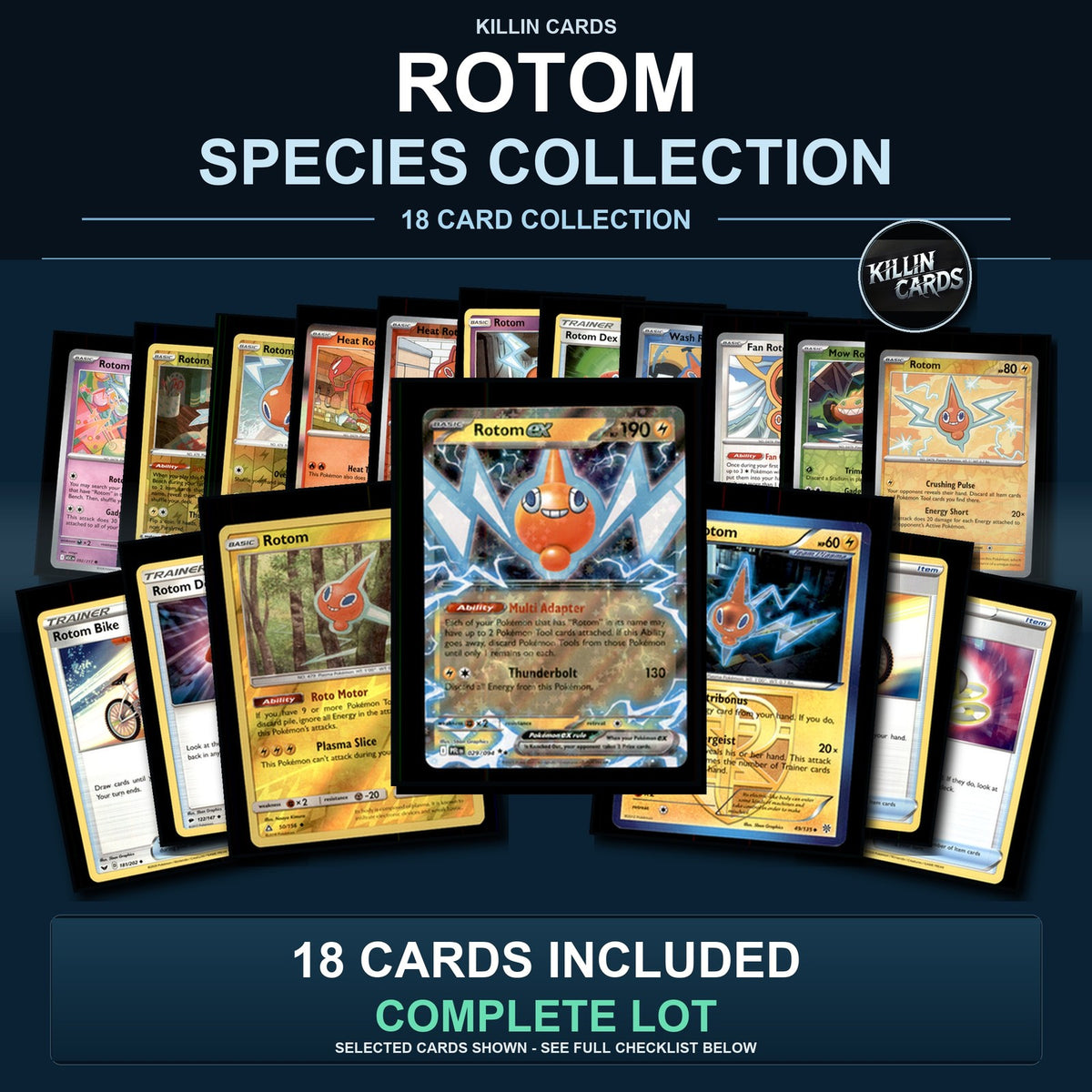 Pokemon TCG Rotom Species Collection 18 Different Cards
