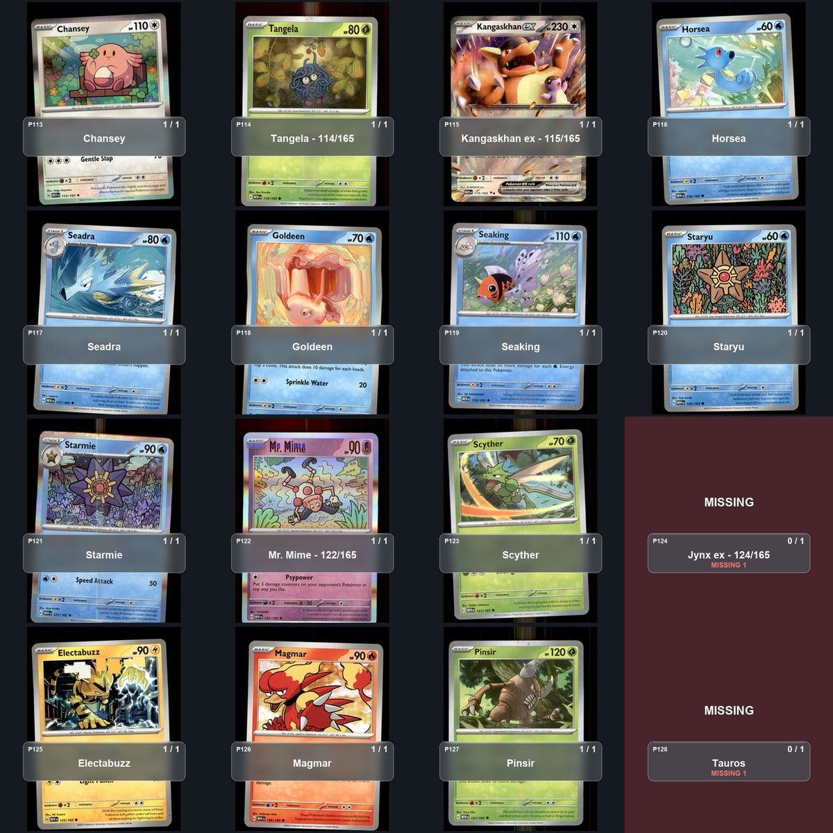 Pokemon TCG SV: Scarlet & Violet 151 Partial Master Set Lot 244 Cards Master Set