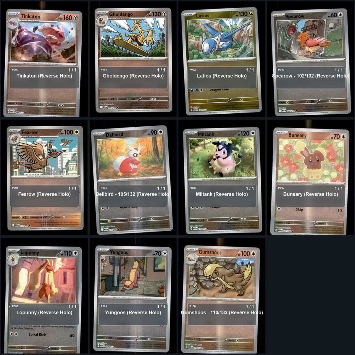 Pokemon TCG ME01: Mega Evolution Reverse Holo Master Set 116 Reverse Holo Card
