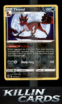 Reverse Holofoil Thievul 104/189 Pokemon Rare SWSH10: Astral Radiance Card NM