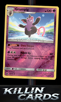 Reverse Holofoil Grumpig 42/111 Pokemon Uncommon SM - Crimson Invasion Card NM