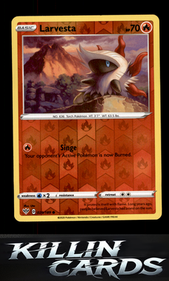 Reverse Holofoil Larvesta 029/189 Pokemon Common SWSH03: Darkness Ablaze Card NM