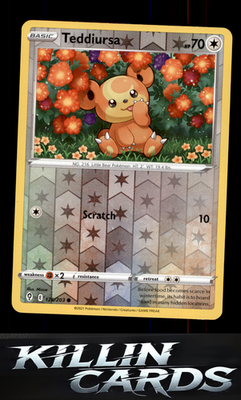 Reverse Holofoil Teddiursa 126/203 Pokemon Common SWSH07: Evolving Skies Card NM