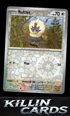 Reverse Holofoil Rufflet 152/191 Pokemon Common SV08: Surging Sparks Card NM