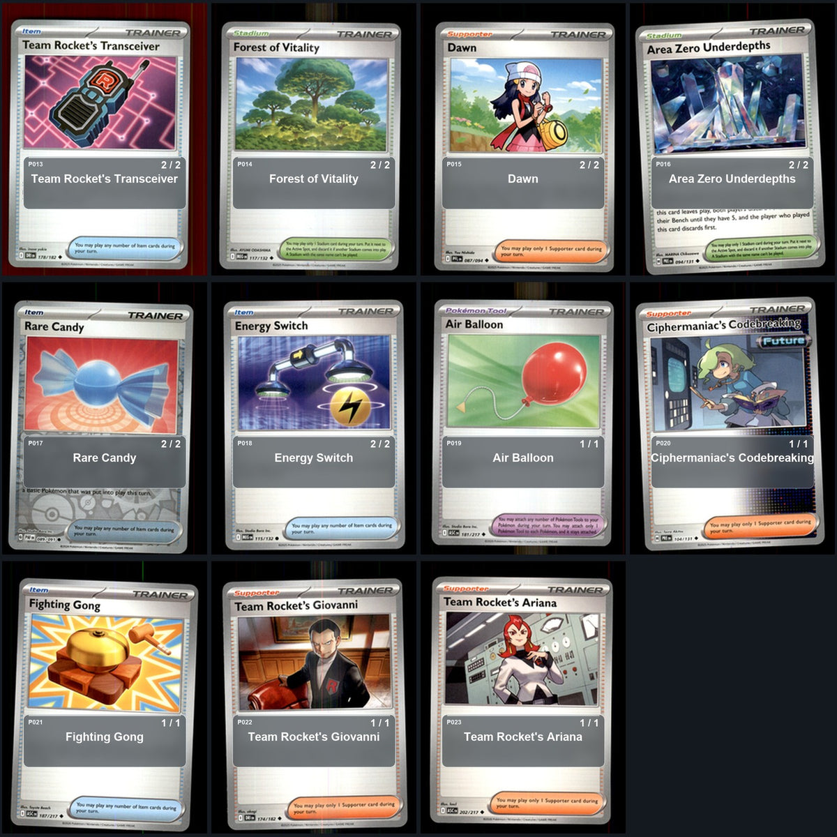 Pokemon TCG Trainer Card Lot 95 Cards Deck Building Playable Tournament