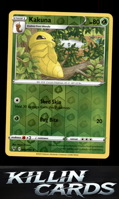 Reverse Holofoil Kakuna 002/185 Pokemon Uncommon SWSH04: Vivid Voltage Card NM