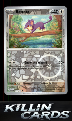 Reverse Holofoil Rattata 019/165 Pokemon Common SV: Scarlet & Violet 151 Card NM
