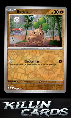 Reverse Holofoil Bonsly 110/197 Pokemon Common SV03: Obsidian Flames Card NM