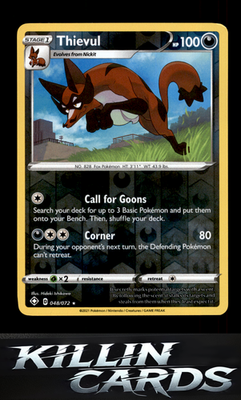 Reverse Holofoil Thievul 048/072 Pokemon Holo Rare Shining Fates Card NM