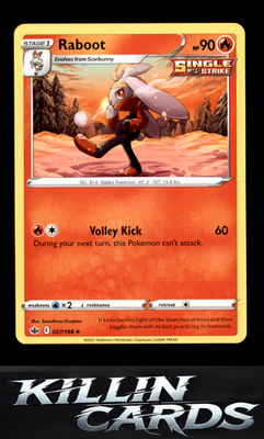 Raboot 027/198 Pokemon Uncommon SWSH06: Chilling Reign Card NM