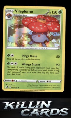 Vileplume 003/196 Pokemon Holo Rare SWSH11: Lost Origin Card NM