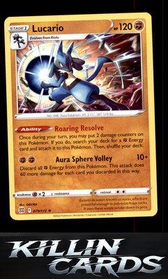 Lucario 079/172 Pokemon Holo Rare SWSH09: Brilliant Stars Card NM