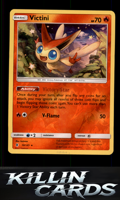 Reverse Holofoil Victini 10/145 Pokemon Holo Rare SM - Guardians Rising Card LP