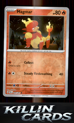 Reverse Holofoil Magmar 009/091 Pokemon Common SV: Paldean Fates Card NM