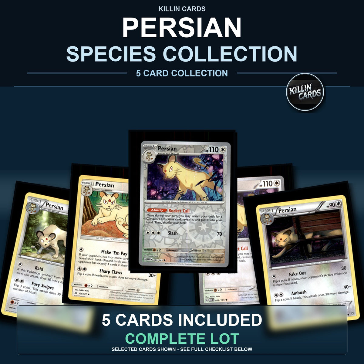 Pokemon TCG Persian Species Collection 5 Different Cards