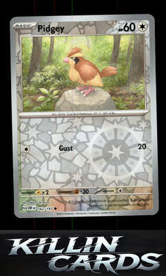 Reverse Holofoil Pidgey 162/197 Pokemon Common SV03: Obsidian Flames Card NM