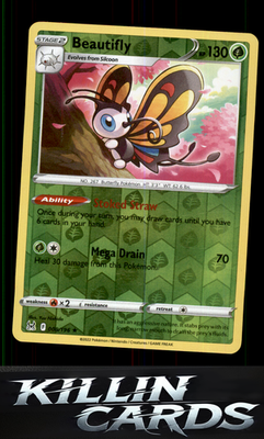 Reverse Holofoil Beautifly 008/196 Pokemon Holo Rare SWSH11: Lost Origin Card NM