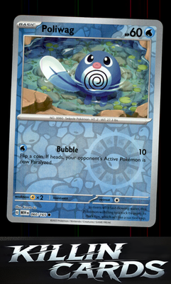 Reverse Holofoil Poliwag 060/165 Pokemon Common SV: Scarlet & Violet 151 Card NM