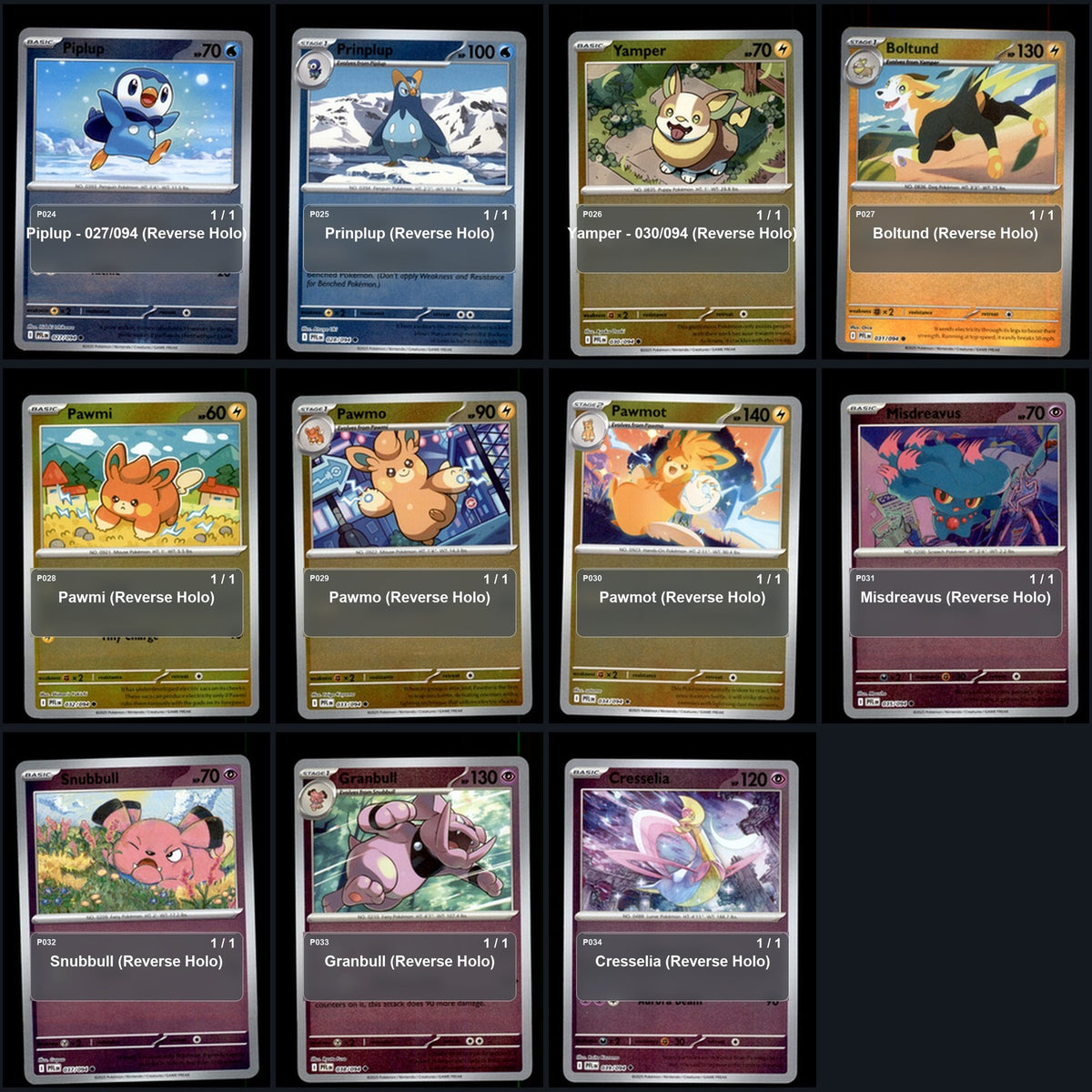 Pokemon TCG ME02: Phantasmal Flames Reverse Holo Master Set 80 Reverse Holo Card