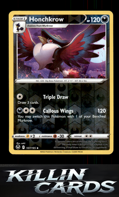 Reverse Holofoil Honchkrow 107/195 Pokemon Uncommon SWSH12: Silver Tempest Card