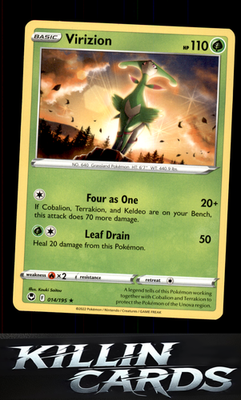 Virizion 014/195 Pokemon Rare SWSH12: Silver Tempest Card NM