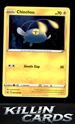 Chinchou (067) 067/202 Pokemon Common SWSH01: Sword & Shield Base Set Card NM