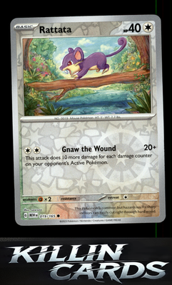 Reverse Holofoil Rattata 019/165 Pokemon Common SV: Scarlet & Violet 151 Card NM