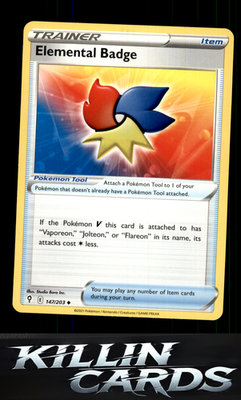 Elemental Badge 147/203 Pokemon Uncommon SWSH07: Evolving Skies Card NM