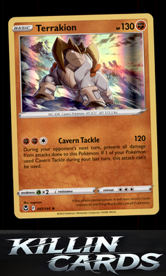 Terrakion 097/195 Pokemon Holo Rare SWSH12: Silver Tempest Card NM