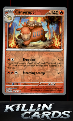 Reverse Holofoil Camerupt 032/197 Pokemon Uncommon SV03: Obsidian Flames Card NM