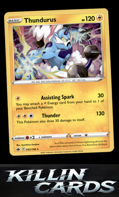 Thundurus 052/198 Pokemon Holo Rare SWSH06: Chilling Reign Card NM