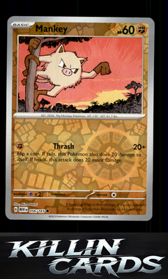 Reverse Holofoil Mankey 056/165 Pokemon Common SV: Scarlet & Violet 151 Card LP