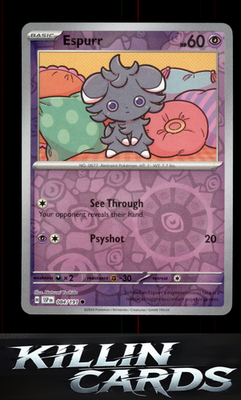 Reverse Holofoil Espurr 084/191 Pokemon Common SV08: Surging Sparks Card NM