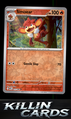 Reverse Holofoil Simisear 015/086 Pokemon Uncommon SV: White Flare Card NM
