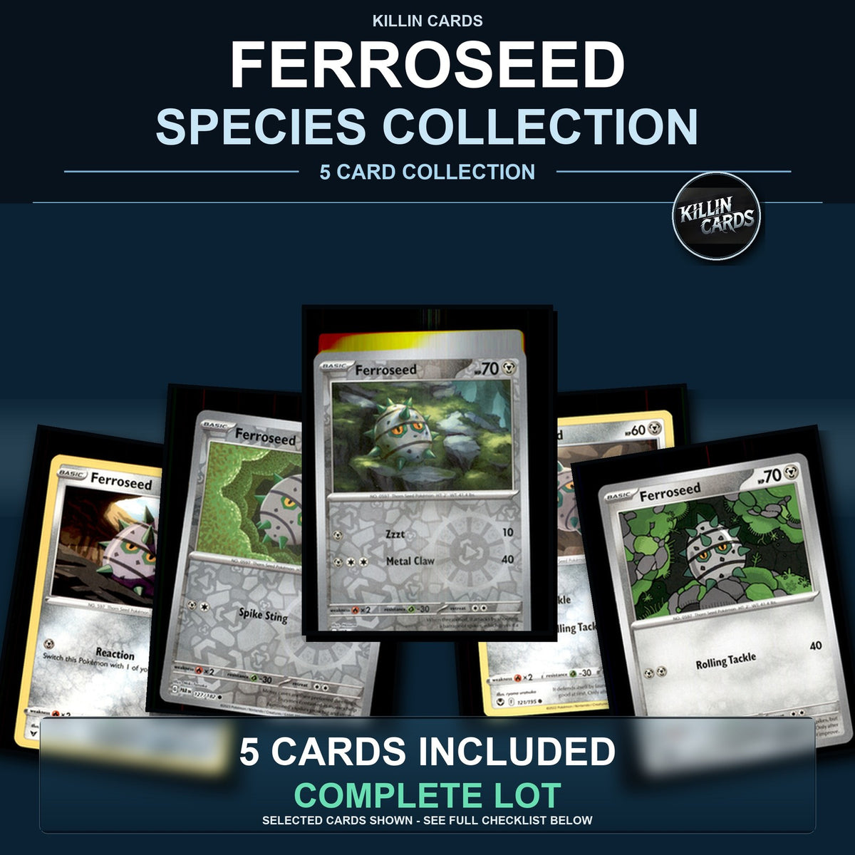 Pokemon TCG Ferroseed Species Collection 5 Different Cards