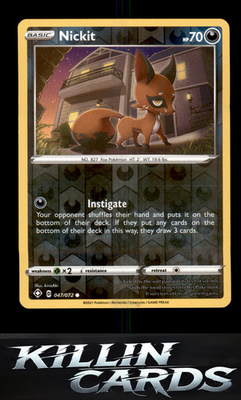 Reverse Holofoil Nickit 047/072 Pokemon Common Shining Fates Card NM