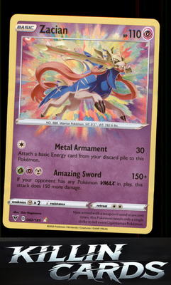 Zacian 082/185 Pokemon Amazing Rare SWSH04: Vivid Voltage Card NM