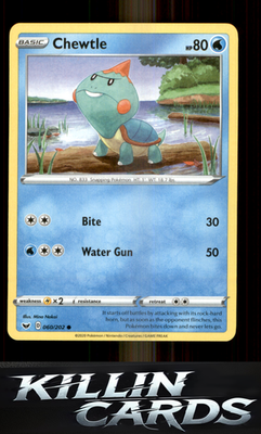 Chewtle 060/202 Pokemon Common SWSH01: Sword & Shield Base Set Card NM