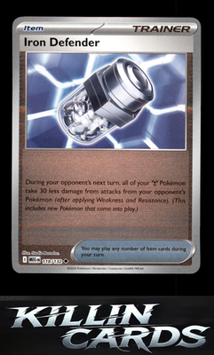 Reverse Holofoil Iron Defender 118/132 Pokemon Uncommon ME01: Mega Evolution Car